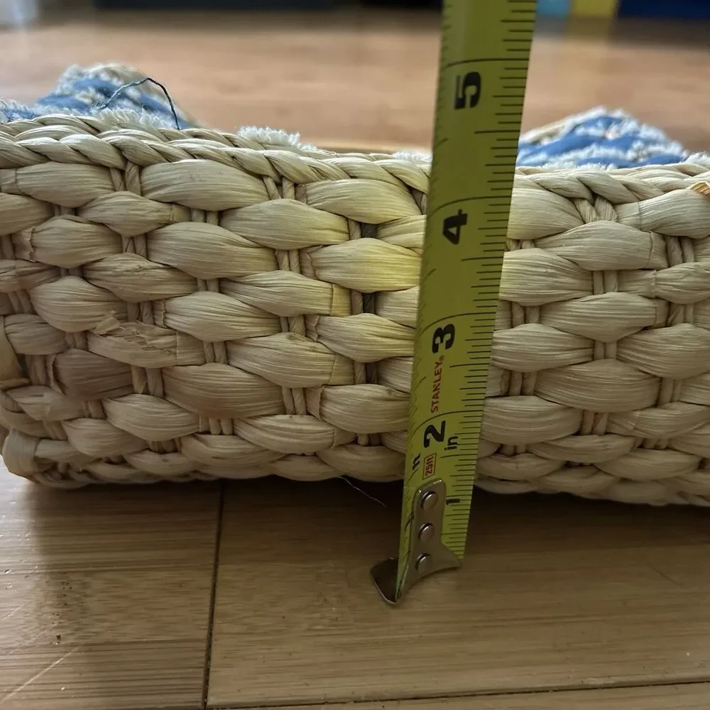 Faded Glory Woven Paper & Denim Mini Purse Wood Handle